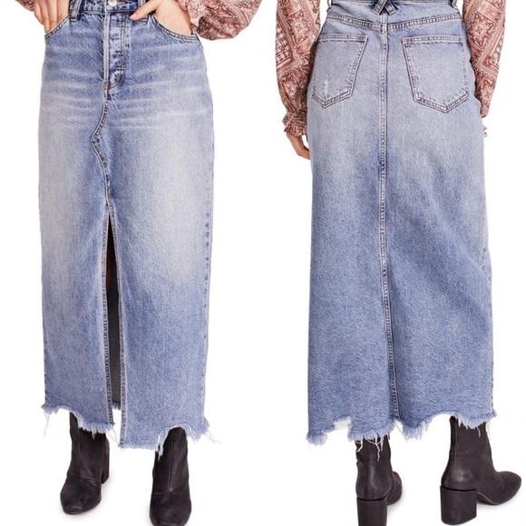 Free People Dresses & Skirts - Free People Rhiannon Denim Maxi Skirt Size 30